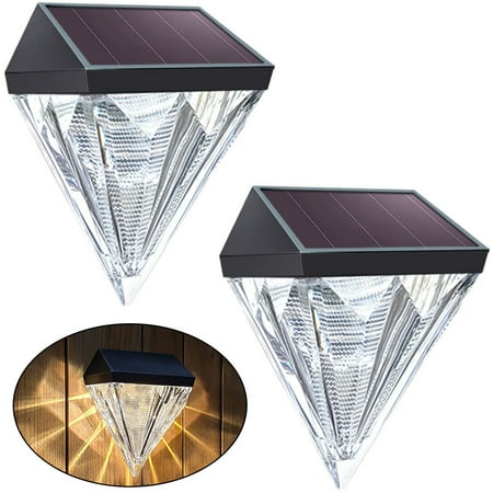 

2pcs Solar Wall Light Outdoor LED Solar Fence Light Auto ON/OFF Solar Deck Light IP55 Waterproof Solar Step Light with Warm White Light for Stairs Yard Garden Pathway