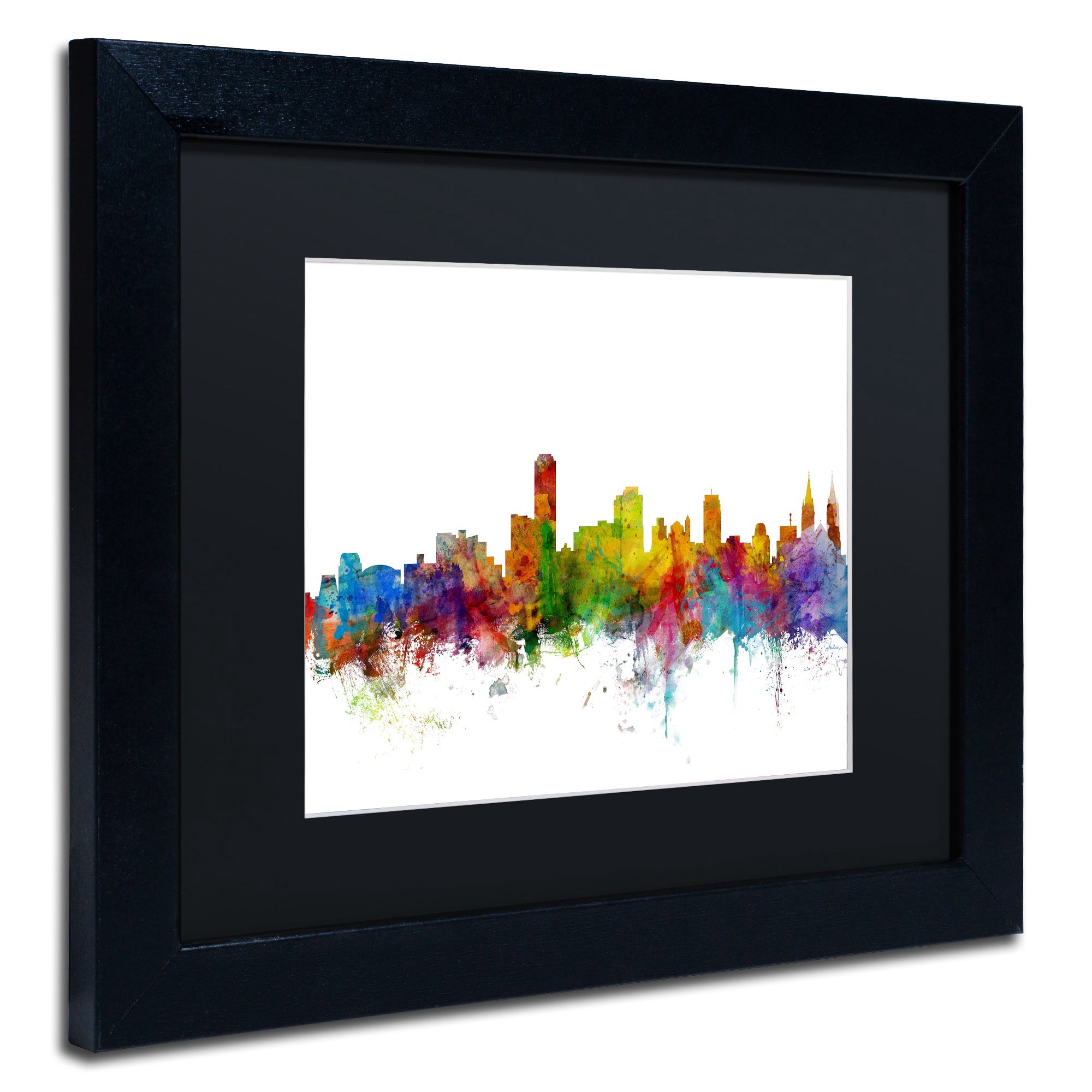 Trademark Fine Art "Adelaide Australia Skyline II" Canvas Art by Michael Tompsett Black Matte, Black Frame