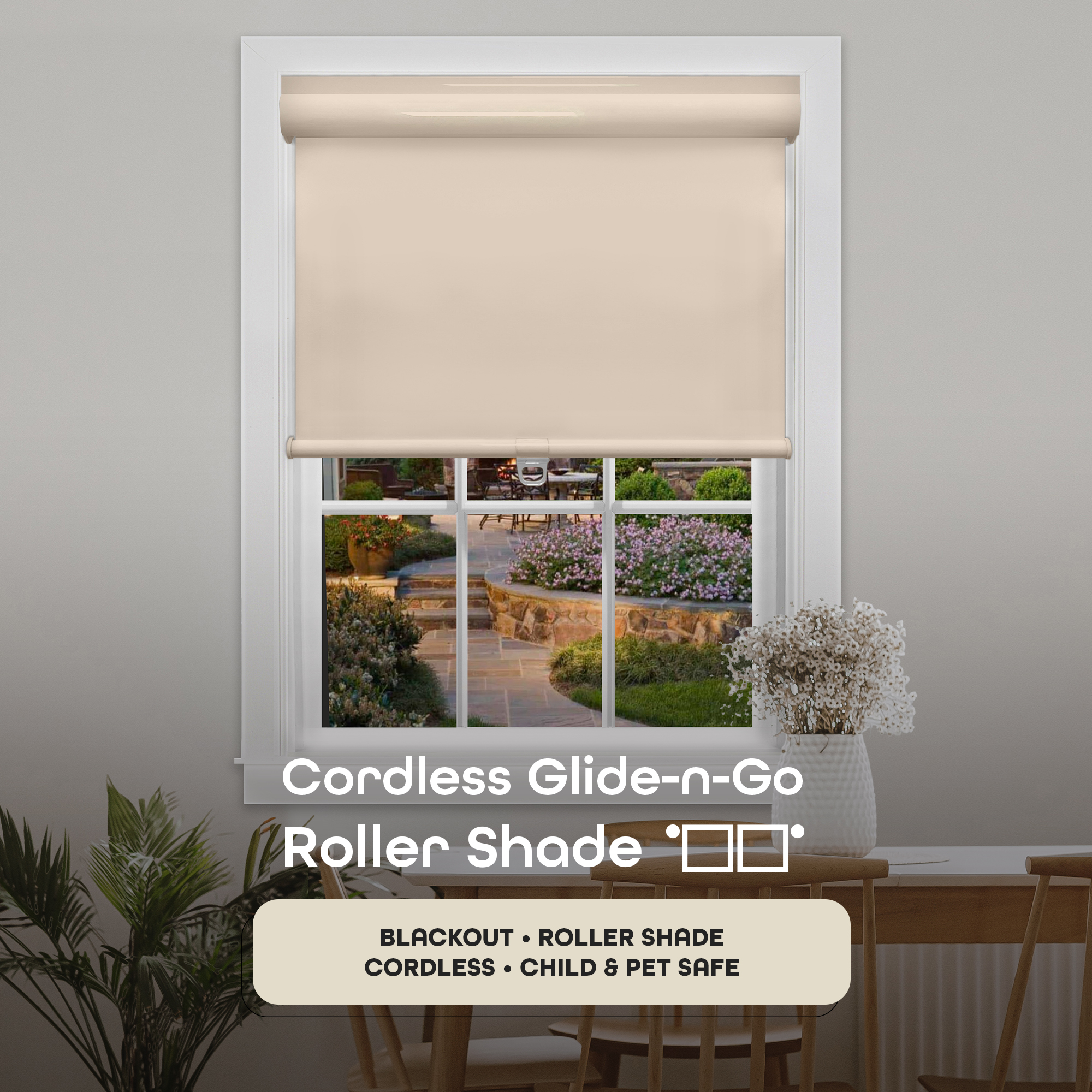 Achim Cordless Glide n' Go Blackout Vinyl Roller Shade 28"x72" Ivory