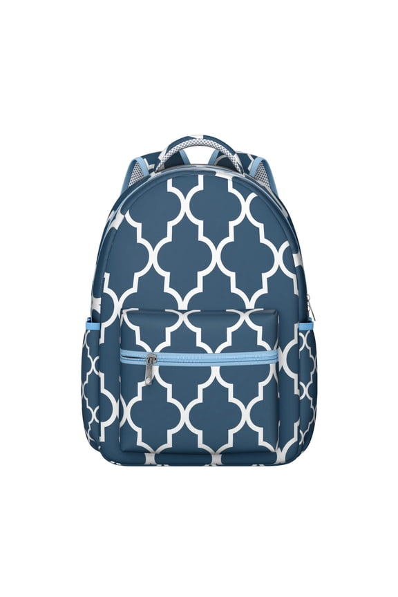 Geometric Plaid Backpack Striped and Checkered Fusion Design Stylish Students School Bag