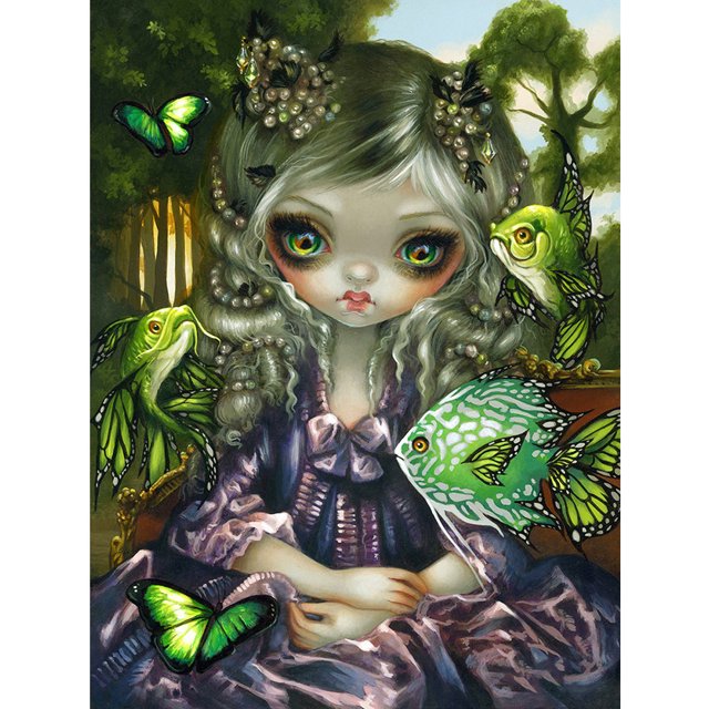 Cuadros Decorativos 11CT completo punto de cruz Big Eye Doll estampado DIY impreso bordado Kits hechos a mano JShteea Nuevos Originales