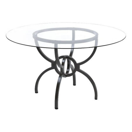Pemberly Row 48 Round Contemporary Metal & Glass Dining Table in Gunmetal