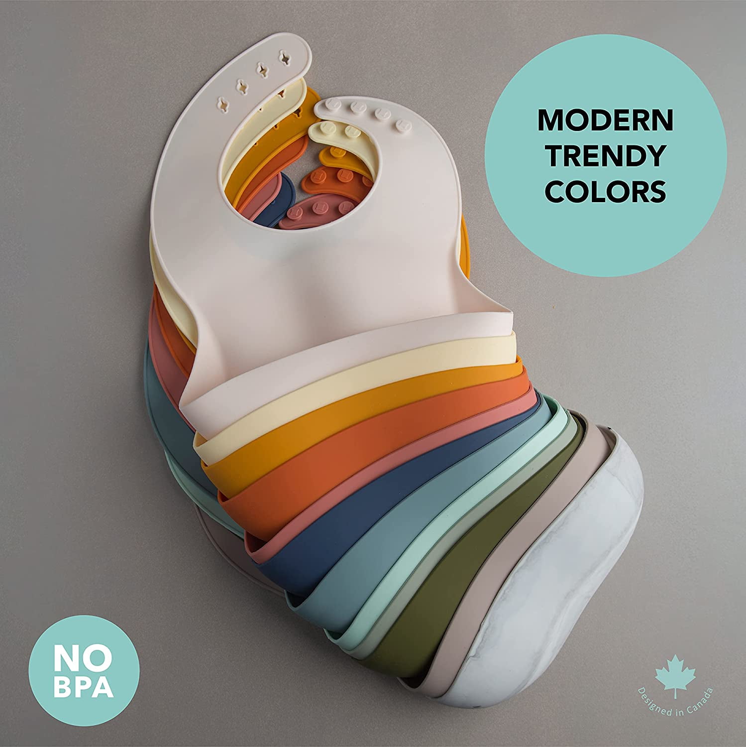 Loulou Lollipop Soft, Waterproof Silicone Feeding Bib for Babies and Toddlers 3 to 36 Months, Easy to Clean, Adjustable Fit and Catch-All Pouch - Seashells