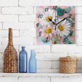 thumbnail image 3 of Square Wall Clock Silent Non-Ticking Battery Operated Retro 7.78" Clock for Bedroom Living Room Decor Three Large White Daisies, 3 of 9