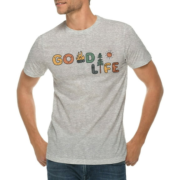Goodlife Graphic Design Ring Spun Combed Cotton Short Sleeve Deluxe Jersey T-Shirt - Heather Grey XL