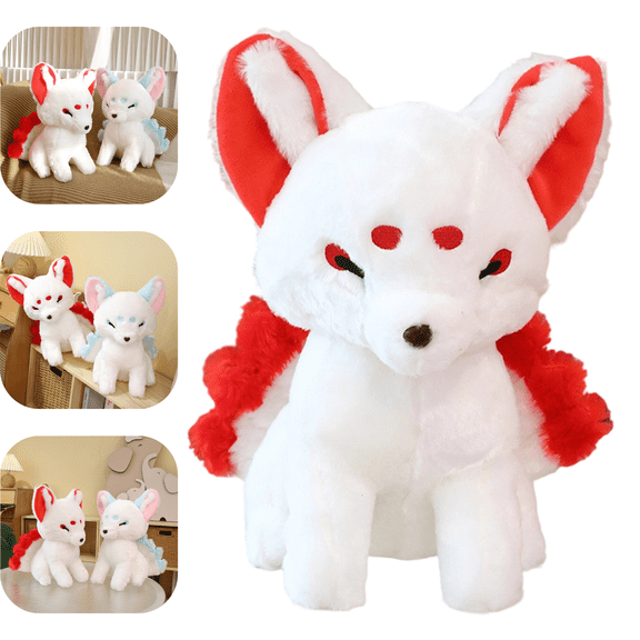 Stuffed Animals Toys - Lifelike Nine-Tailed Fox 14.9"x11.8"x7.8" - Realistic Fox Plushie, Squishy Cute Stuff Gifts for Girls(Red plush toys)