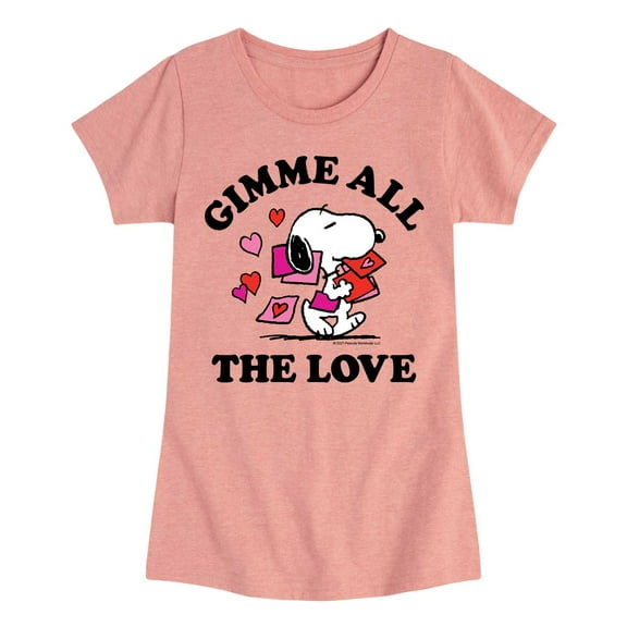 Peanuts - Gimme All The Love - Girls Toddler And Youth Short Sleeve Graphic T-Shirt
