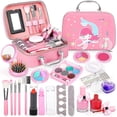 thumbnail image 1 of Juegos de maquillaje para niños para niñas, juegos lavables para niños, juguetes de maquillaje, Kit de barniz de uñas no tóxico con maleta, para niñas y niños, 1 of 5