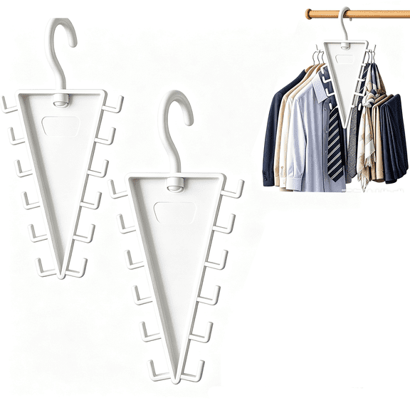 V Shaped Double-Sided Closet Organizer Hanger, 360° Rotatable Multi-Layer Vertical Space Saving Clothes Hanger Rack for Hats, Scarves and Ties