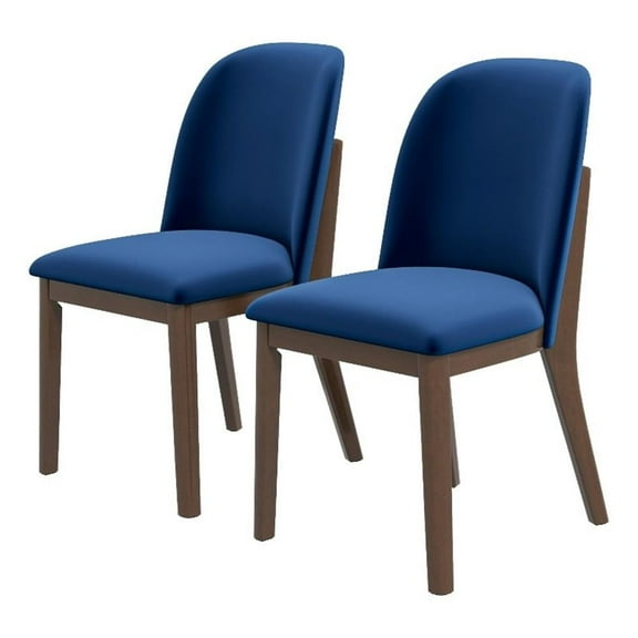 Belar Mid-Century Velvet Dining Chair in Navy Blue (Set of 2)