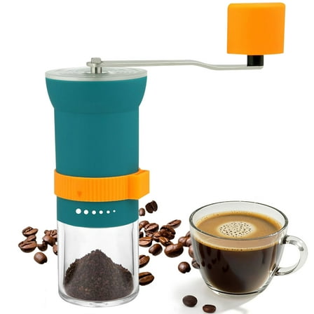 Portable Manual Coffee Grinder with Conical Burr and Adjustable 6 Coarseness Settings, Hand Crank Bean Mill for Home, Camping, and Travel Use