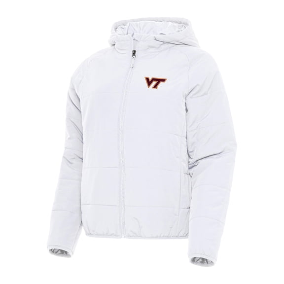 Women's Antigua White Virginia Tech Hokies Universe Full-Zip Puffer Jacket