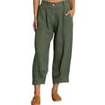 thumbnail image 1 of Innerwin Vêtements de Détente Pantalon Large Femme Taille Mi-Haute Capri Vert Armée 3TG, 1 of 8