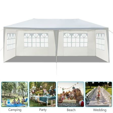 10'X20' Party Wedding Tent Heavy Duty with 4 Removable Sidewalls, Outdoor Waterproof Camping Patio Gazebo Canopy, White
