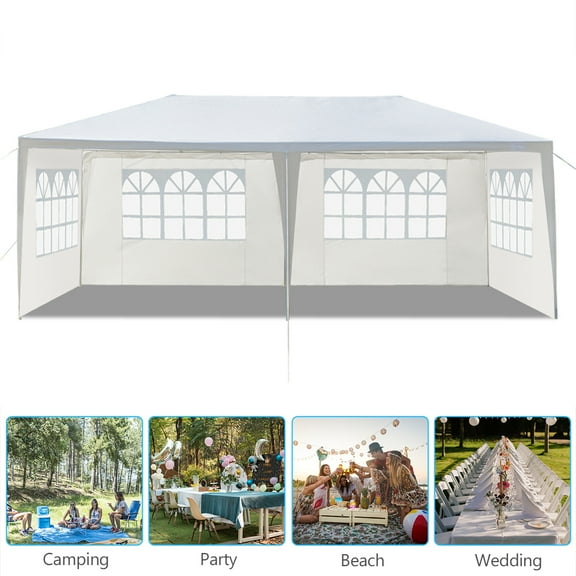 10'X20' Party Wedding Tent Heavy Duty with 4 Removable Sidewalls, Outdoor Waterproof Camping Patio Gazebo Canopy, White