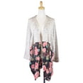 thumbnail image 2 of Audrey 3+1 Cozy Trendy Contrast Knit Woven Floral Print Cardigan Sweater Wrap, 2 of 5