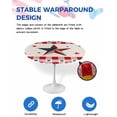 thumbnail image 2 of Memorial Day Patriotic USA Flag Fitted Round Tablecloths Elastic Edged Table Covers 45"-54",Blue Red Star and Lattice on Burlap Waterproof Dining Room Table Cloth for Kitchen Holiday Party Tables, 2 of 6