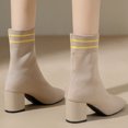 thumbnail image 5 of B91xZ Bottes Chelsea pour Femmes Imperméables Travail Randonnée Combat Lacets Talon Bas Bottines Cheville, Kaki 9, 5 of 5