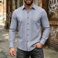 thumbnail image 2 of IhhxPro Men's Linen Button down Shirt Breathable Lightweight Fit Button-Up Pleated Dress Casual Summer Wedding Office Vacation Slim Long Sleeve Solid S-3XL, 2 of 9
