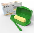 thumbnail image 2 of UYGDUY-Butter Dishes with Lid for Countertop Refrigerator, Plastic Butter Dish Clear Flip Top Lid Butter Container with Spreader, Non-Slip Bottom Butter Holder Keeper (Green), 2 of 4