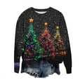 thumbnail image 5 of Ounisa Womens Crewneck Long Sleeve Sweatshirt Fall Winter Fashion Pullover Tops Casual Christmas Tree Lights Santa Claus Gifts Graphic Sweater Clothes Cute Trendy Work Outfits 2025, 5 of 6