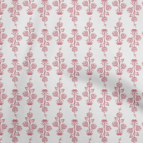 oneOone Polyester Spandex Pink Fabric Asian Block Floral Fabric For Sewing Printed Craft Fabric By The Yard 56 Inch Wide