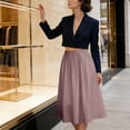 thumbnail image 7 of ZHOGXU Women'S Skirt Summer Elastic Waist Solid Color A Line Flowy Elegant Comfortable Mid Length Skirt For Everyday Wear,Pink,Xs, 7 of 7