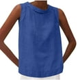 thumbnail image 3 of Mgmyaa Womens Cotton Linen Tank Tops Spring Summer Relaxed Fit Sleeveless Shirts Crewneck Casual Blouse, 3 of 6