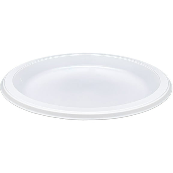 Genuine Joe 10-1/4" Large Plastic Plates - 125 / Pack - Disposable - Warm White - Plastic Body - 500 / Carton