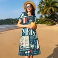 thumbnail image 4 of Fotbe France and Paris Vestido Largo de Moda para Mujer, Vestido Tipo Camiseta con Manga Corta y Estilo Casual a Rayas y Bloques de Color, 4 of 6