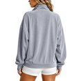 thumbnail image 5 of Xdegoge Womens Velour Track Jackets Long Sleeve Full Zip Up Stand Collar Coats with Pockets Casual Fall Winter Athletic Outerwear, 5 of 9