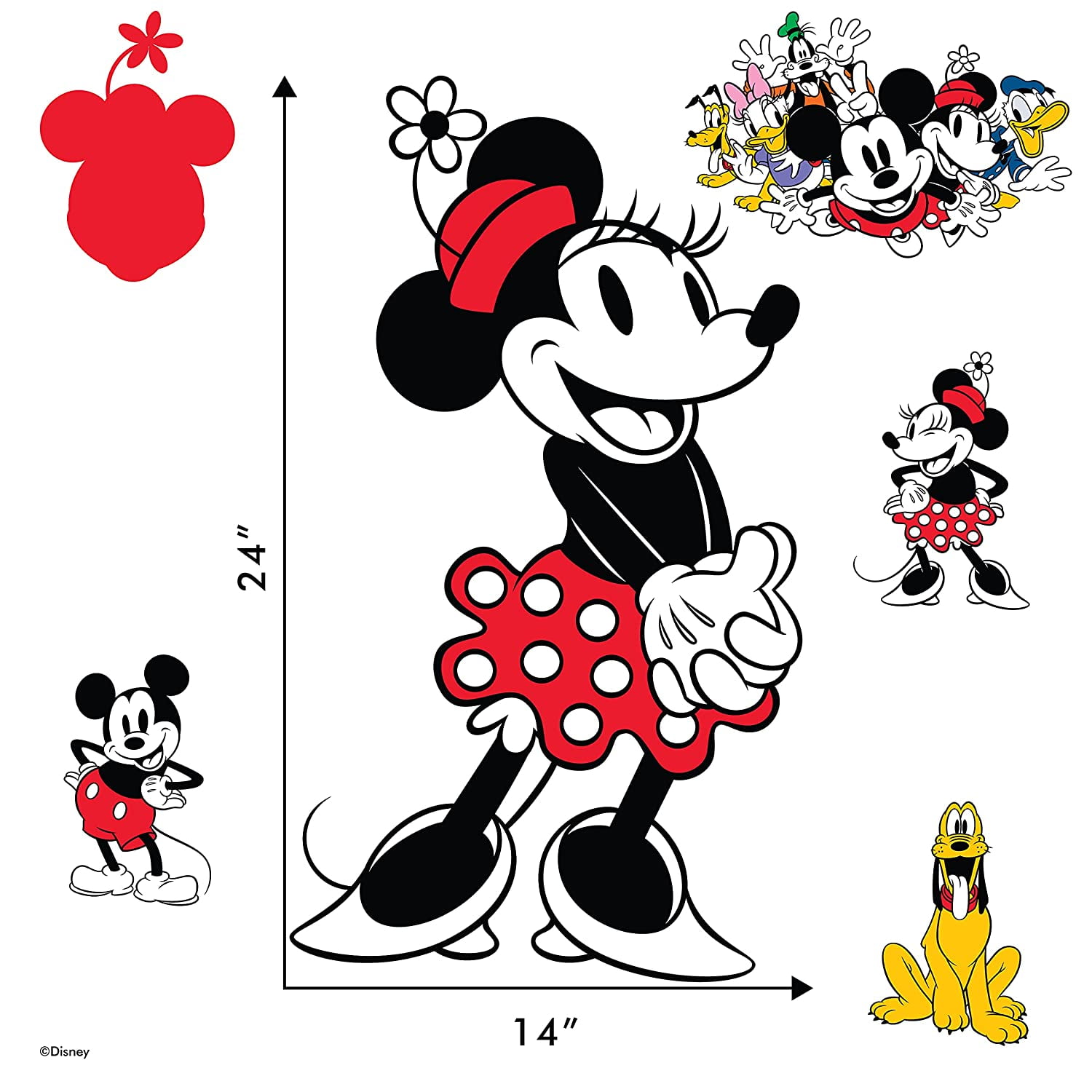 Download Disney Classic Minnie Mouse Wall Decal Minnie Mouse Bedroom Decor With 3d Augmented Reality Interaction 24 Tall X 14 Wide Retro Minnie Mouse Wall Stickers Disney Wall Decals Walmart Com