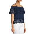 thumbnail image 4 of No Boundaries Juniors’ Off-the-Shoulder Woven Top, 4 of 6