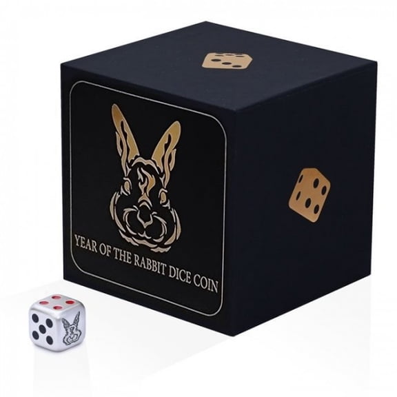2023 Fiji Year of the Rabbit Rolling Dice 1 oz Colorized Antique Silver Coin