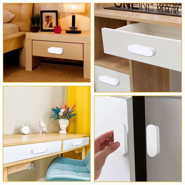 Bewildely Tiradores de puerta de línea suave, fácil instalación para armarios y ventanas, plástico, balcón, 4 pack/lote Decoración del hogar Blanco 4 piezas