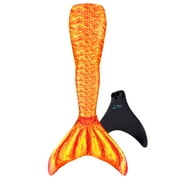 Fin Fun Mermaidens - Mermaid Swimming Tails with Monofin for Kids, Kids 10 Size, Tropical Sunrise, 2 Pcs