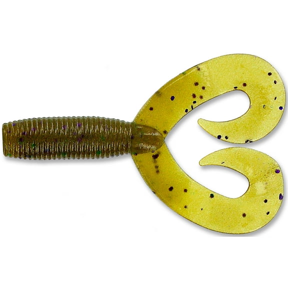 Yamamoto 16-20-297 Double Tail Grub 5" 20pk Green Pumpkin with Black