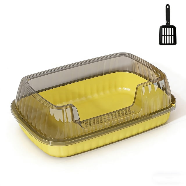 Twfbrm Pet Supplies Semi-Enclosed Pussy Litter Box With Top Entry Lid High Sides Odor Control Covered Pussy With Spoon Filter For Odor Control for Cats Dogs