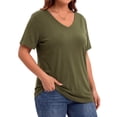 thumbnail image 3 of WellSize Plus Size Womens T Shirts V Neck Tunic Tops for Women Summer Short Sleeve Shirts Basic Tops, 3 of 8