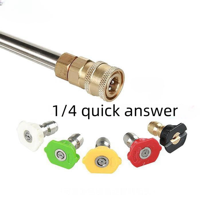 Gutter Cleaning Pressure Washer Extension Wand – 5 Spray Nozzle Tips, 2 Curved Rod Attachments, 1/4" Quick Connect, 4000 PSI(RL 9 PCS)