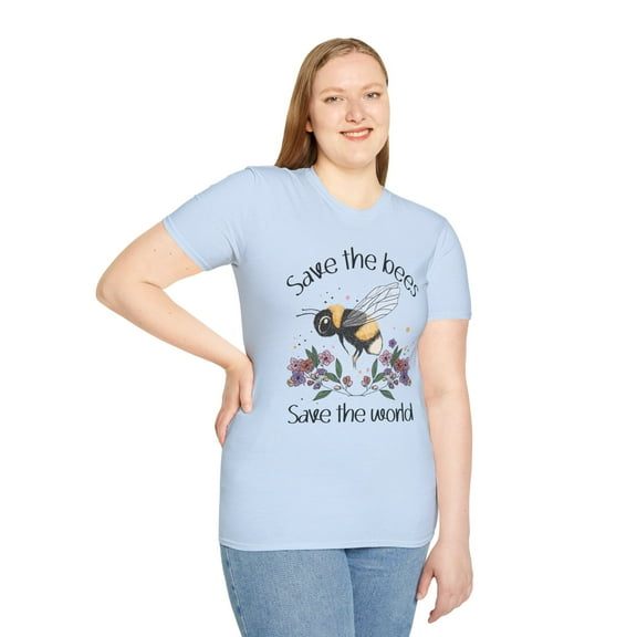 Save The Bees Save The World, Gildan Unisex T-Shirt, Graphic Tee, S-3XL
