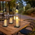 thumbnail image 5 of 3 Pcs Black Metal Decorative Candle Lantern Set, 16'' 19'' 22'' Modern Lantern with 3 Flameless Candles for Indoor & Outdoor, Decorative Large Lanterns for Porch, Patio, Fireplace & Home Decor, 5 of 8