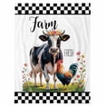 thumbnail image 7 of Abstract Farm Flannel Blanket for Bed,Travel and Camping, Rooster Cow Sunflower Black White Check Super Soft Cozy Blanket for All Seasons 32"x48", 7 of 7