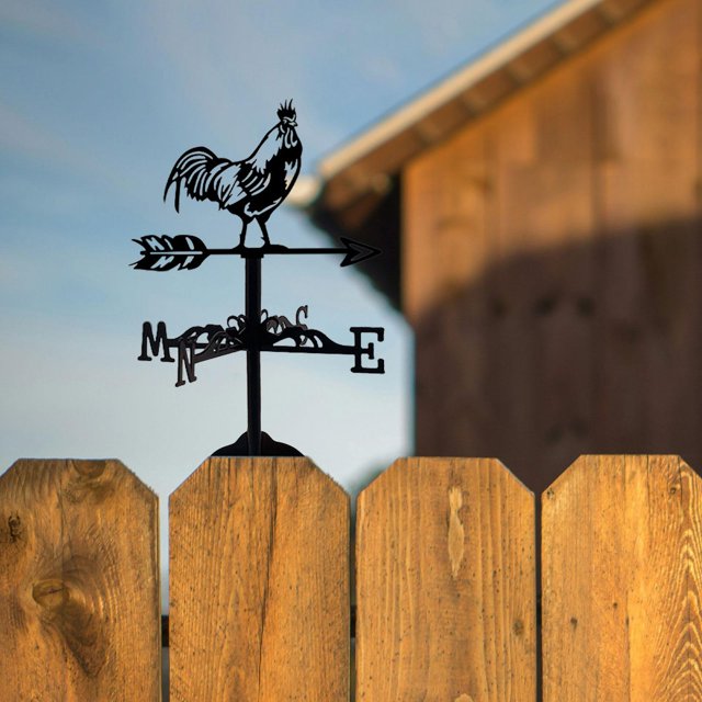 Colaxi Small Metal Weathervane Weather Vane Desktop Ornament Wind Vane Wind Direction Indicator for Roof Mount Farm Fence Decoration Chicken