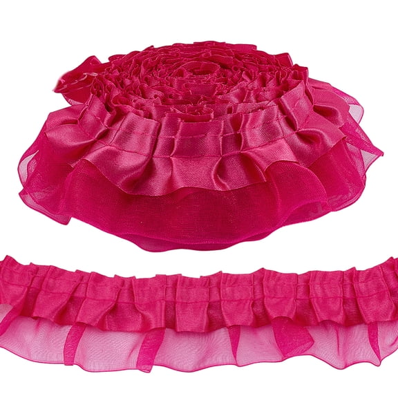 22 Yards Ruffle Trim 2-Layer Satin Pleated Edging Trimming 1.6 Inch Wide Fabric Lace Ribbon Pleated Chiffon Trims DIY