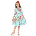 thumbnail image 4 of Honey Vanilla Girls' Princess Seam A-Line Dress with Full Skirt and Easy Removable Label Floral Blue Small 5-6 Years, 4 of 5