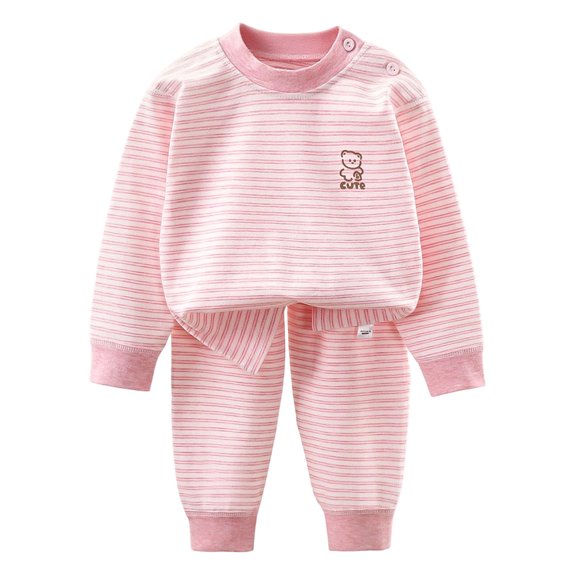 Tigivemen Toddler Baby Clothes Long Sleeve Pajama Set for Boys Girls Casual Fall Winter Outfits Kids Sweatshirts Pants Outfit Pink Size 90
