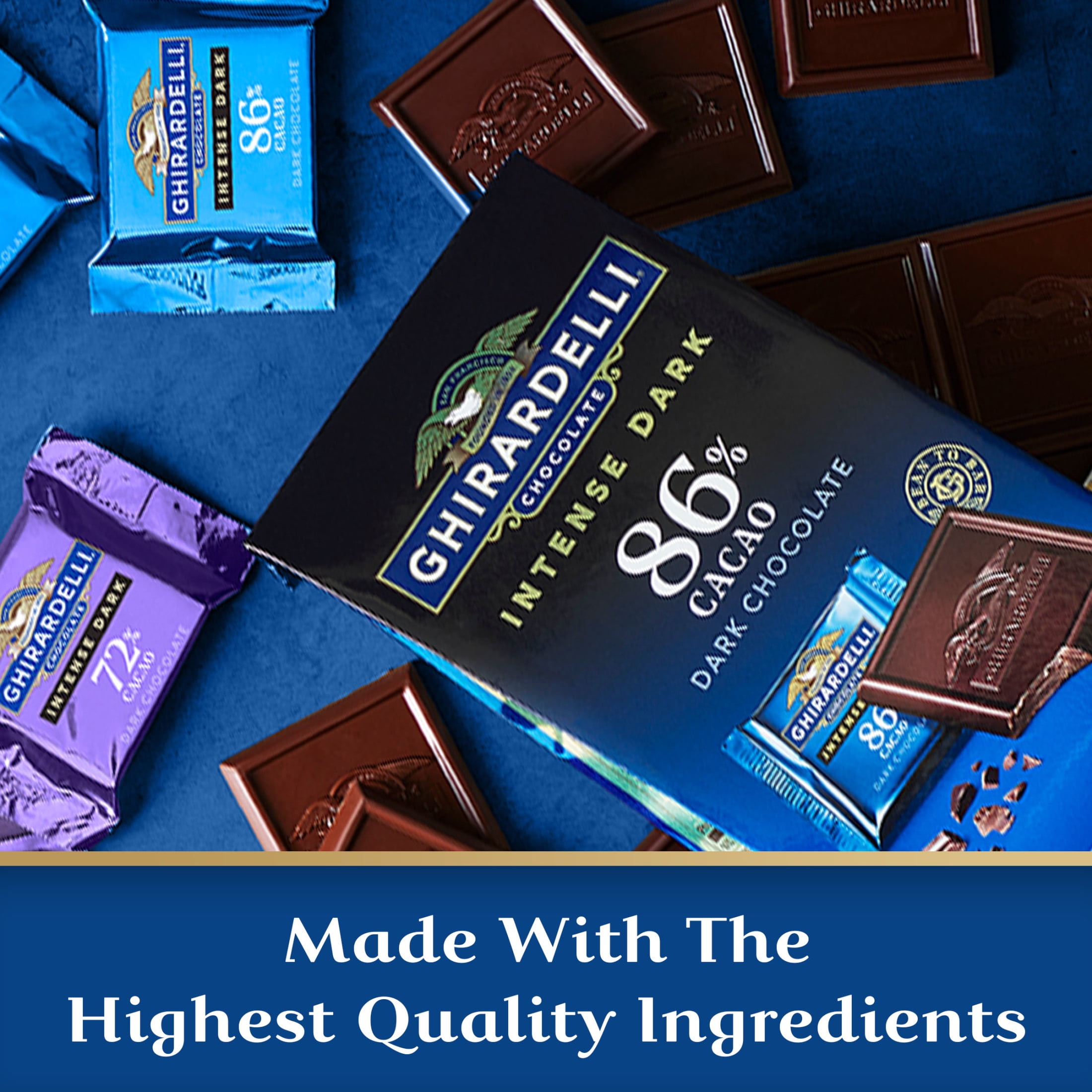GHIRARDELLI Intense Dark Chocolate Squares, 86% Cacao, 4.12 oz Bag