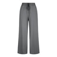 thumbnail image 4 of Kinrui Plus Size Wide Leg Pants for Women Casual Loose Elastic Waist Yoga Trousers with Pocket Dark Gray 2XL, 4 of 9