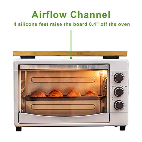 17.7 x 10.8 x 0.75 Convection Oven Top Bamboo Cutting Chopping Heat Isolation Board with Anti-Slip Feet Serving Tray Storage Space Maker Organizer for Smart Toaster Oven 